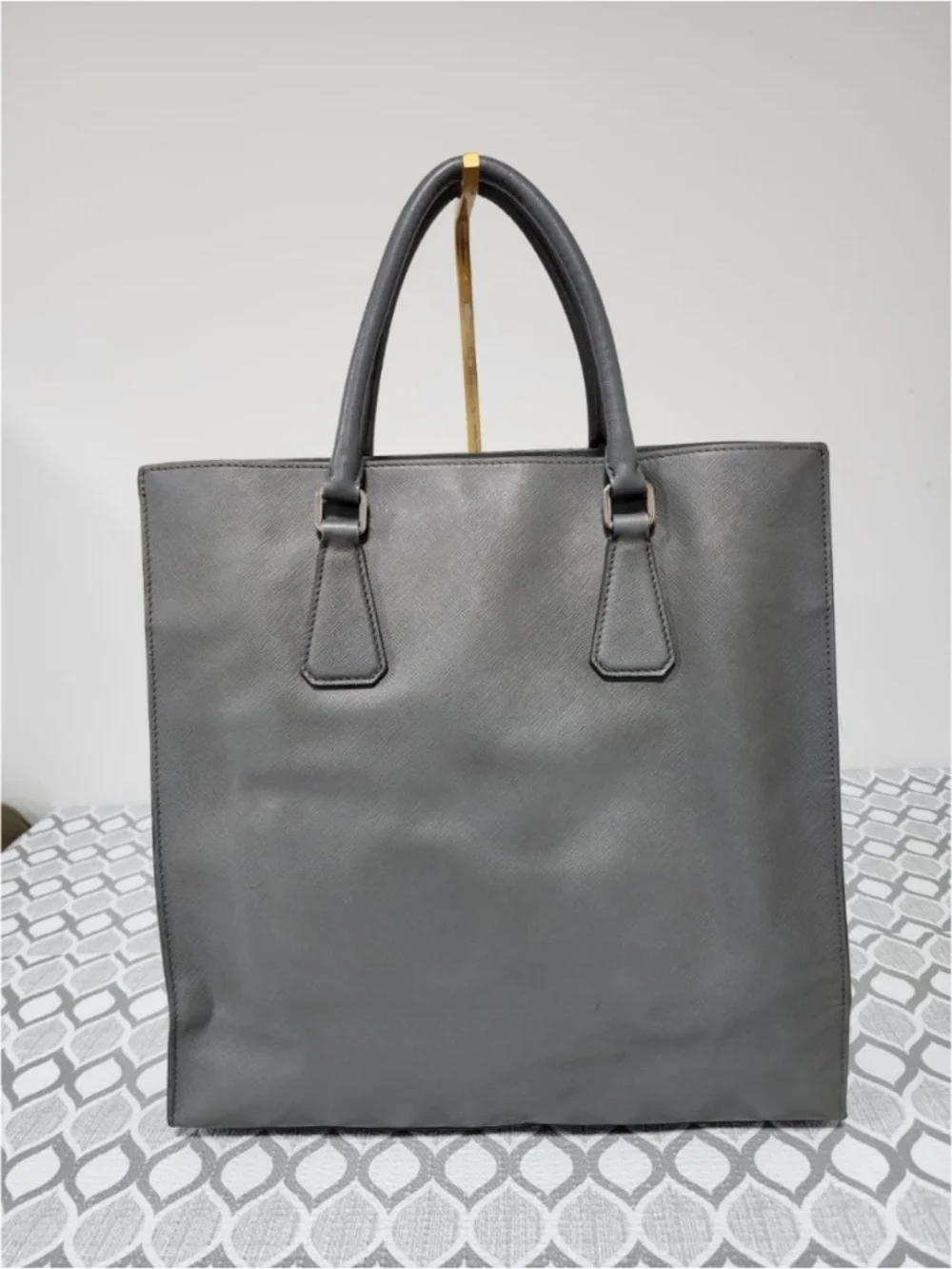 Authentic Prada Saffiano Lux Leather Galleria Tote Bag Grey - Picture 13 of 13